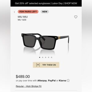 MIU MIU Rectangle shape with Acetate black frame And Polyamide Solid Color lens